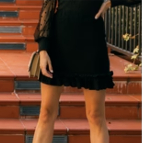 AMARYLLIS Pacific Coast Smocked Ruffle Hem Skirt in Black - Picture 2 of 4